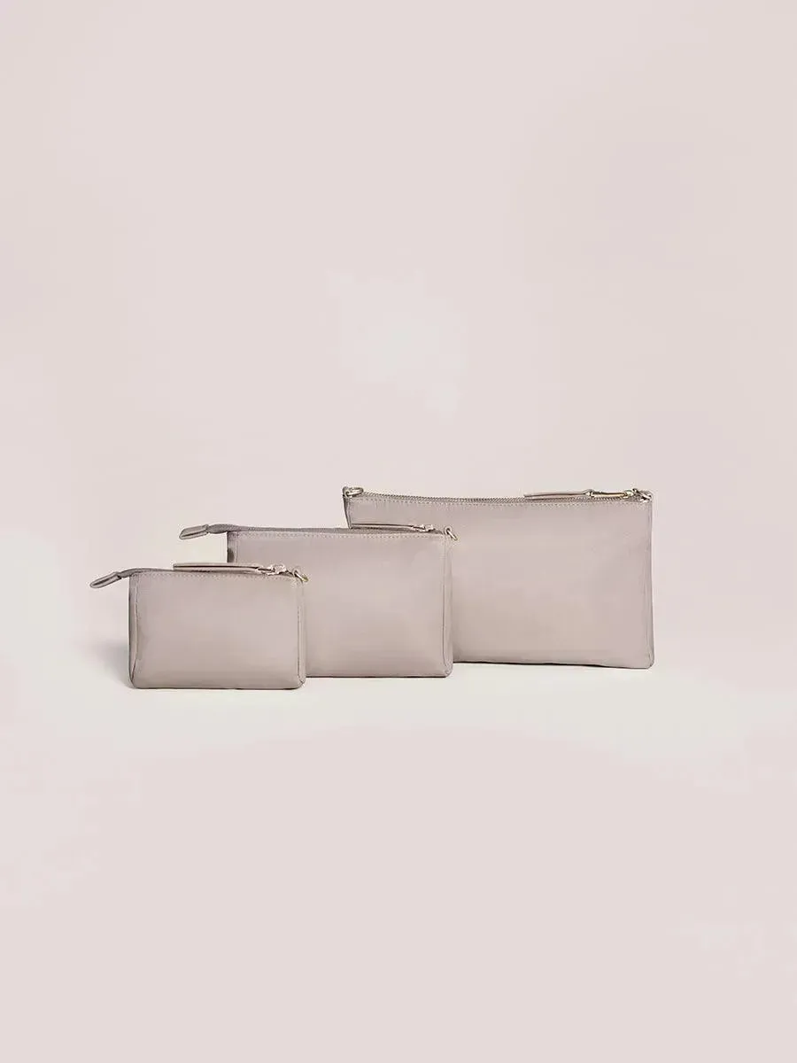 3-piece Pouch Set Taupe - Image 2