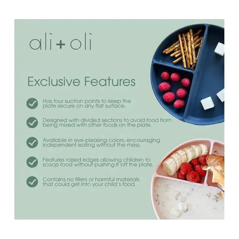 Ali + Oli - Baby Plate With Suction And Divided Portions, Pink - Image 3