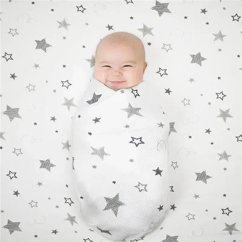 American Baby - Printed 100% Cotton Jersey Knit Fitted Crib Sheet, Super Stars - Image 4