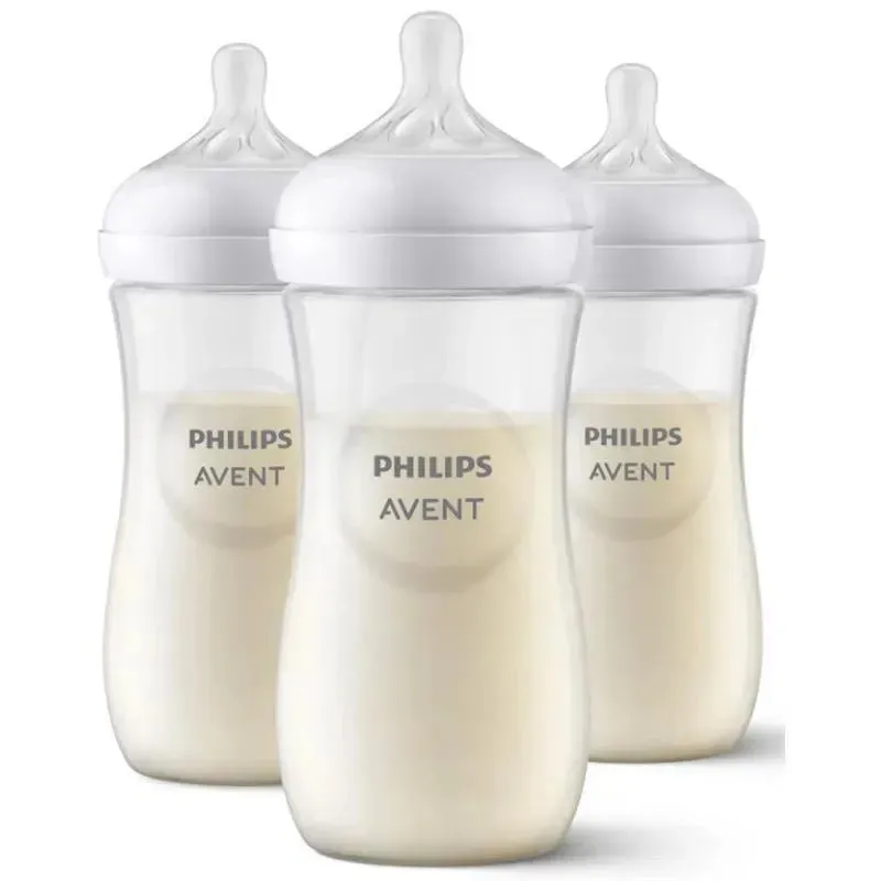 Avent - 3Pk Natural Baby Bottle With Natural Response Nipple, Clear, 11Oz