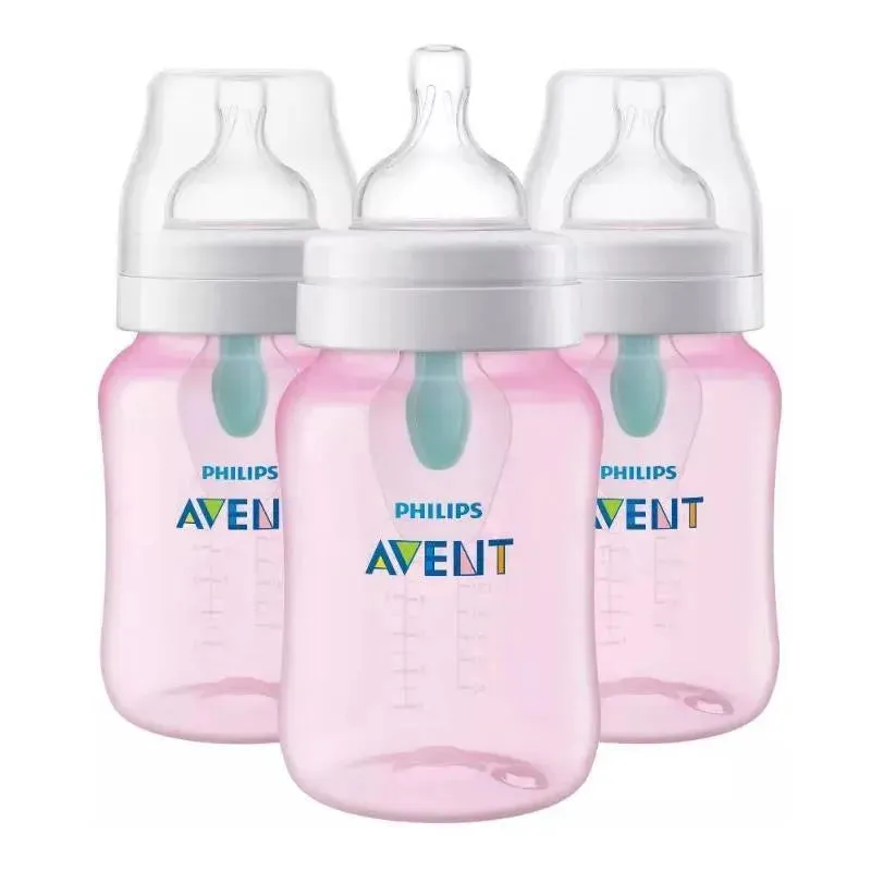Avent - 3Pk Anti-Colic Bottle With Airfree Vent, 9Oz, Pink