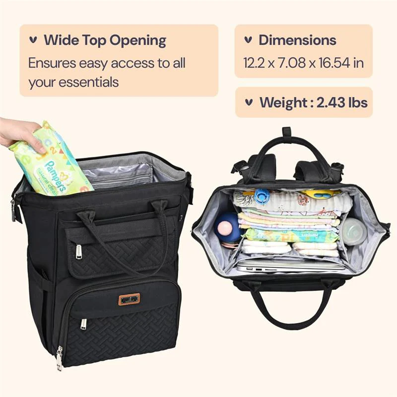 BabbleRoo - Diaper Bag Backpack Black - Image 2