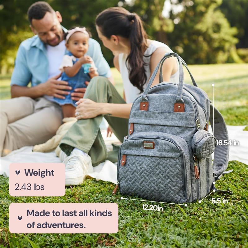 BabbleRoo - Diaper Bag Backpack Travel Essentials Baby Bag with Changing Pad, Army Green - Image 7