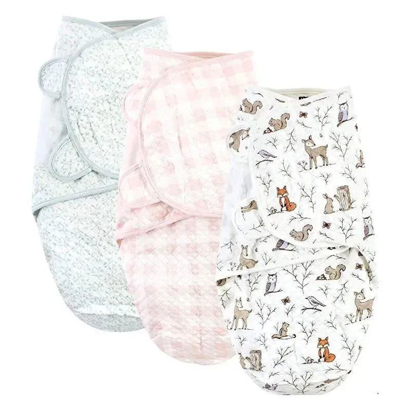 Baby Vision - 3Pk Hudson Baby Quilted Cotton Swaddle Wrap, Enchanted Forest
