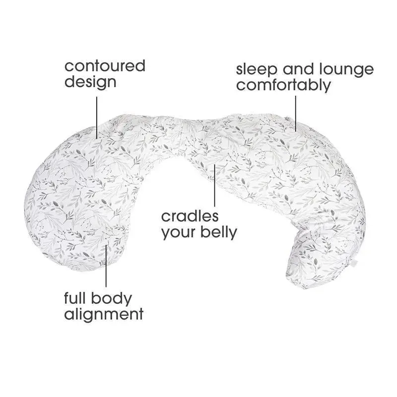 Boppy - Slipcovered Total Body Pregnancy Pillow, Gray Scattered Leaves - Image 2