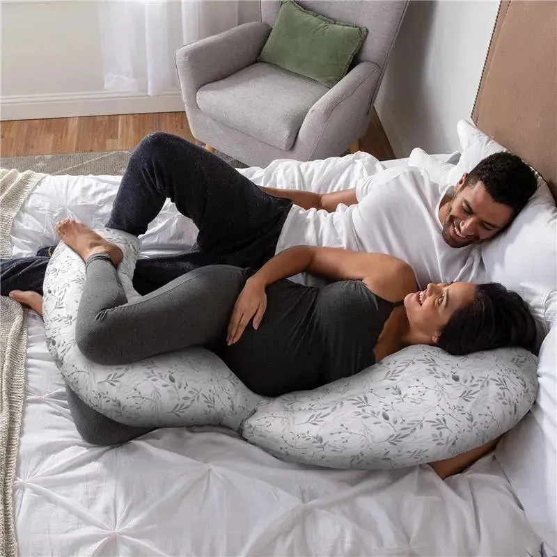 Boppy - Slipcovered Total Body Pregnancy Pillow, Gray Scattered Leaves - Image 7