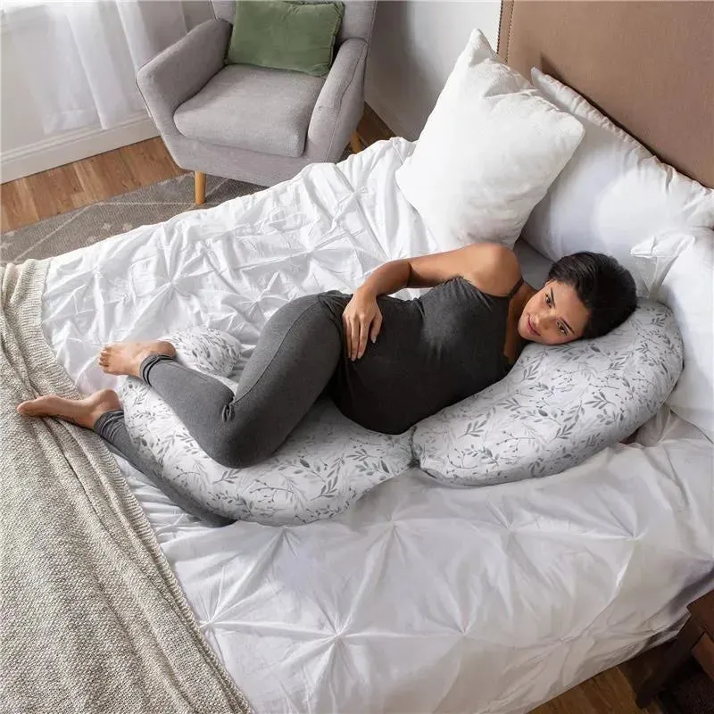 Boppy - Slipcovered Total Body Pregnancy Pillow, Gray Scattered Leaves - Image 9