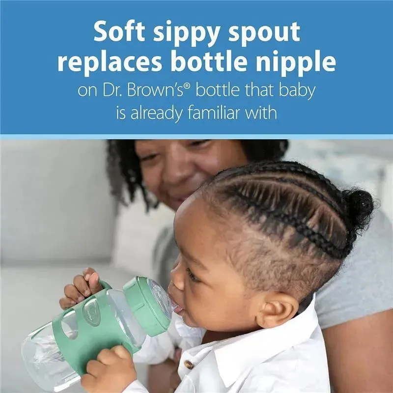 Dr. Brown's - 9 Oz/ 270 Ml Wide-Neck Sippy Spout Bottle With Silicone Handles, Green - Image 3