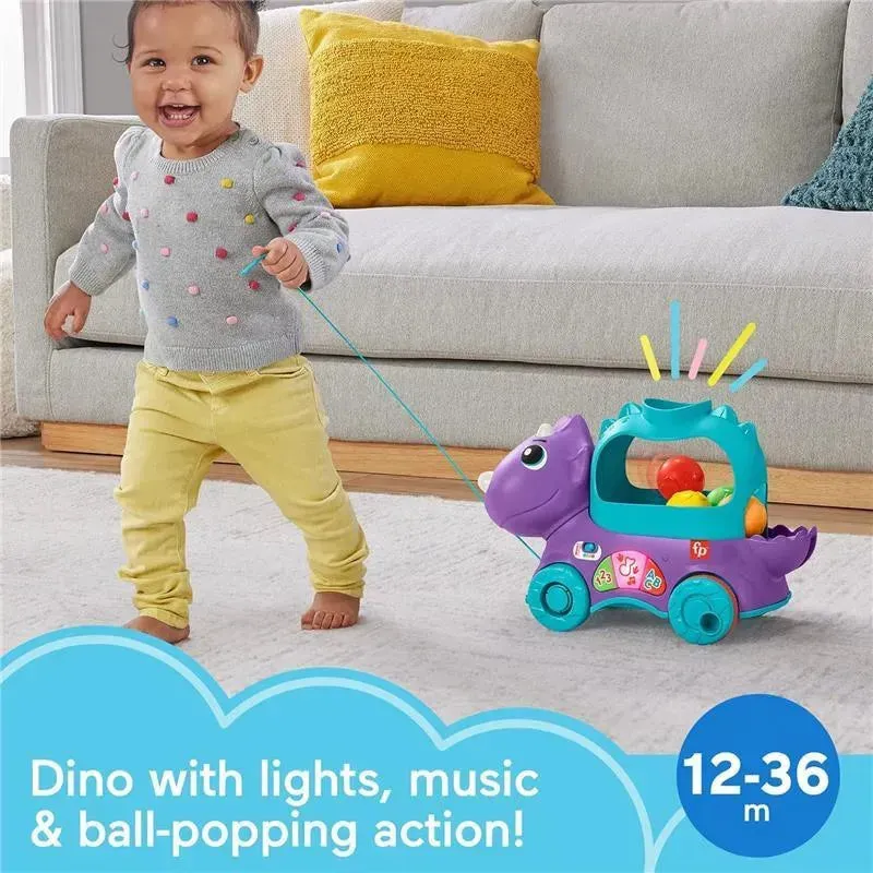 Fisher Price - Toddler Learning Toy Poppin’ Triceratops Dinosaur Pull-Along Ball Popper - Image 2