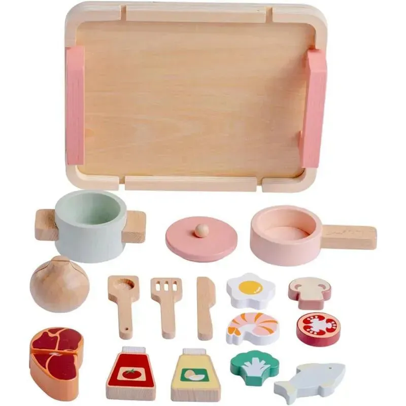 JC Toys - Real Wood 16 Piece Kitchen Chef Set, Parfait Collection, Ages 3+, Twiggly Toys