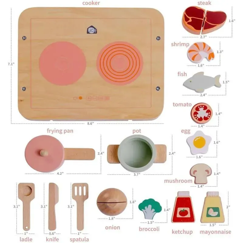 JC Toys - Real Wood 16 Piece Kitchen Chef Set, Parfait Collection, Ages 3+, Twiggly Toys - Image 6