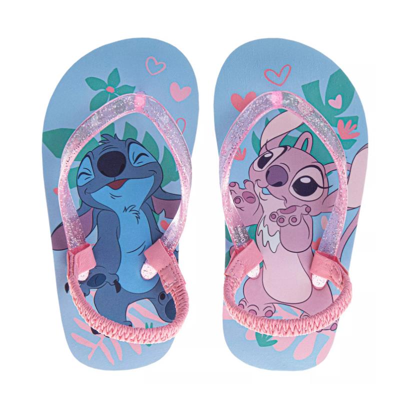 Josmo Toddler Girls Stitch and Angel Dual Sizes Flip Flop Slippers