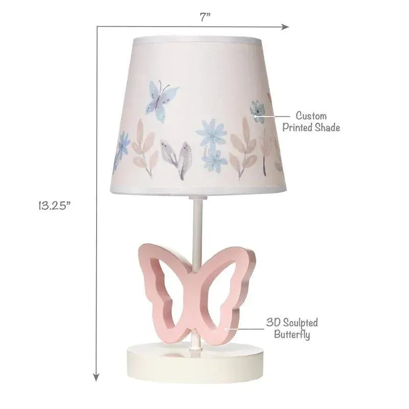 Lambs & Ivy - Baby Blooms Pink Butterfly Nursery Lamp with Floral Shade & Bulb - Image 3