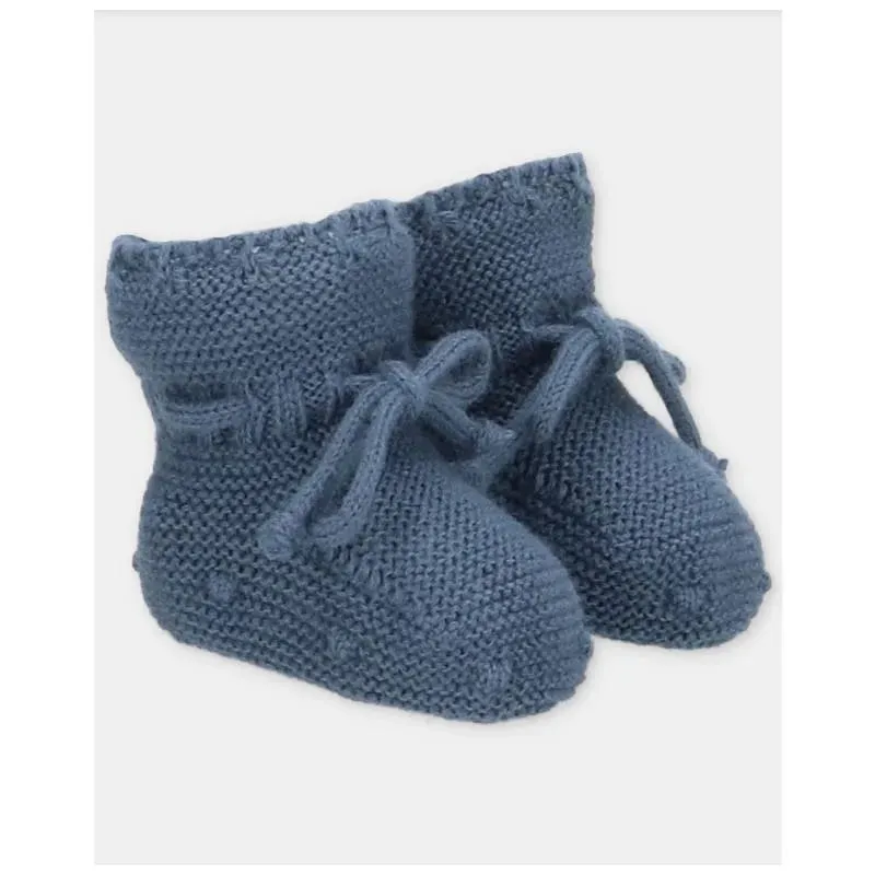 Martin Aranda - Baby Girl Knit Booties Garden, Rosa Palo