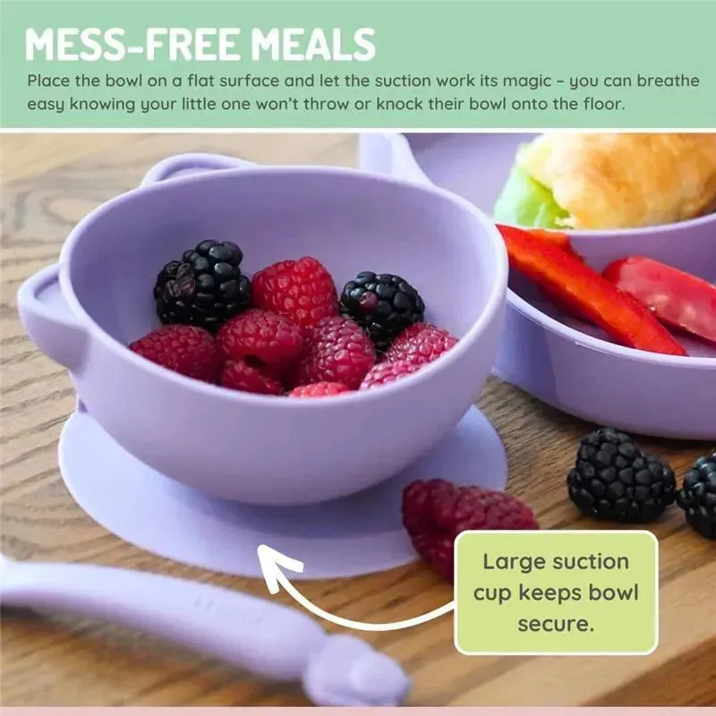 Melii - Silicone Suction Bowls for Babies and Toddlers, 10.1 oz - 2 Pack, Cat Purple - Image 5