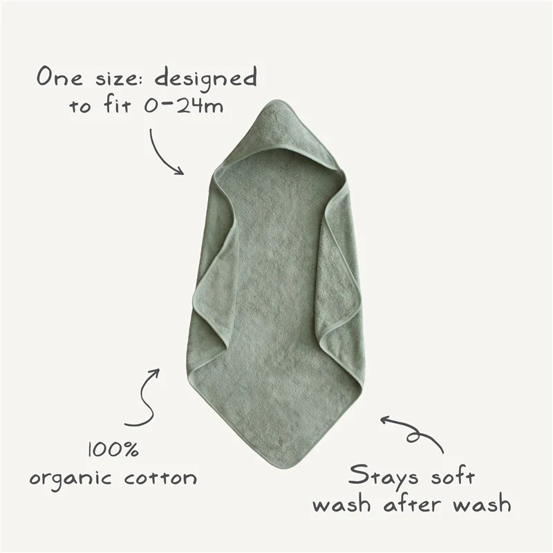 Mushie Hooded Towel - Moss - Image 9