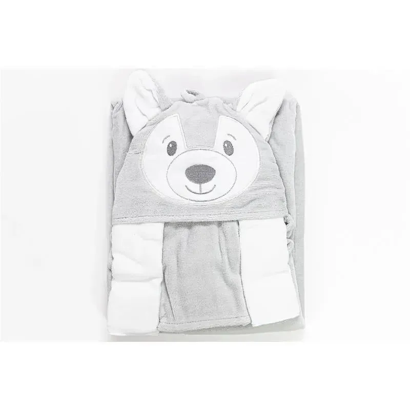 Piccolo Bambino 4pc Sheep Baby Hooded Towel,Baby Mittens & Washcloths Set
