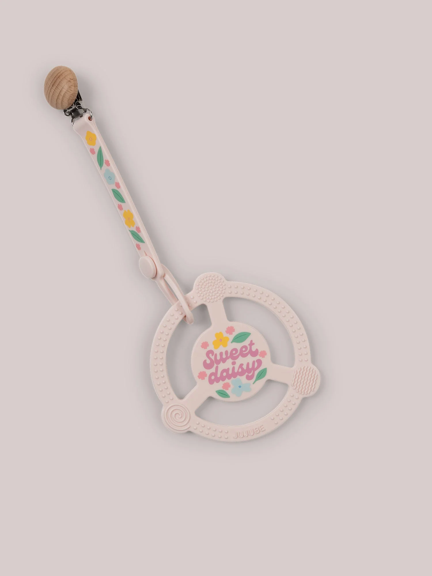 Silicone Teether Ring & Detachable Clip - Sweet Daisy - Image 3