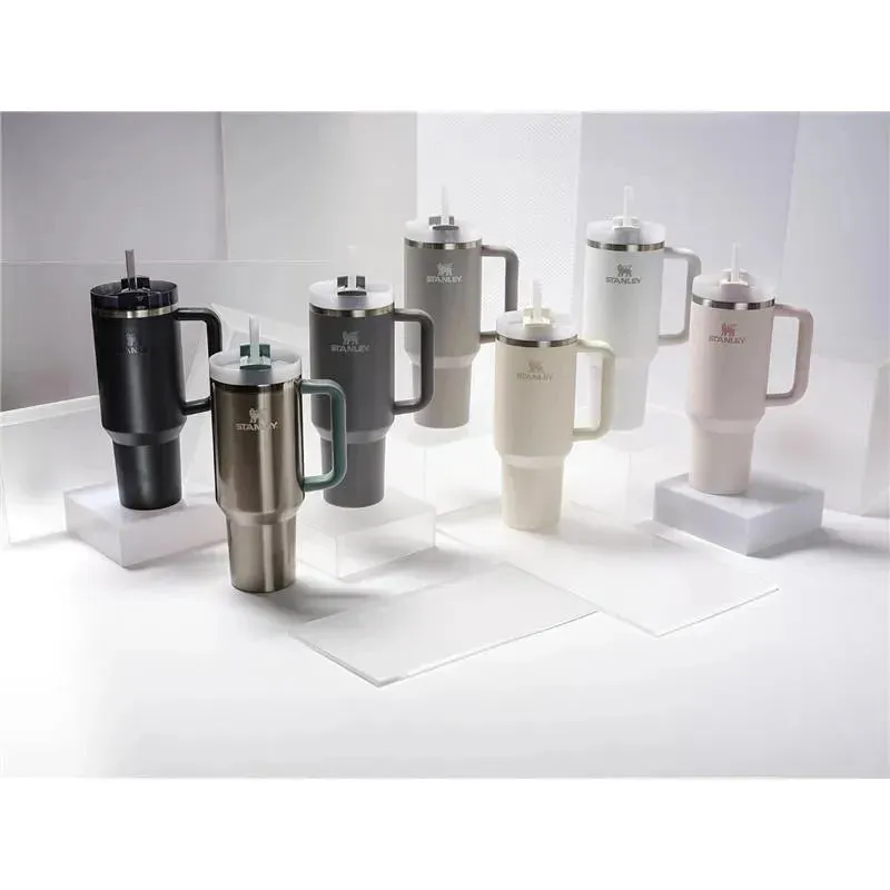 Stanley - 40Oz Quencher H2.0 FlowState Stainless Steel Vacuum Insulated Tumbler, Stone - Image 4