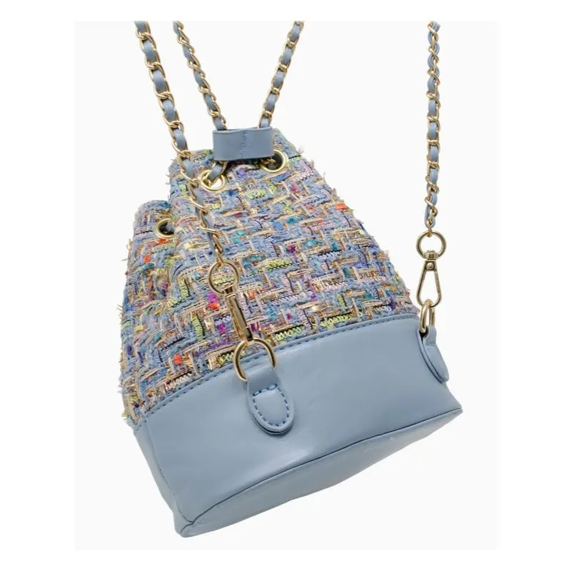 Tiny Treats - Tweed Drawstring Backpack Bag, Black - Image 3